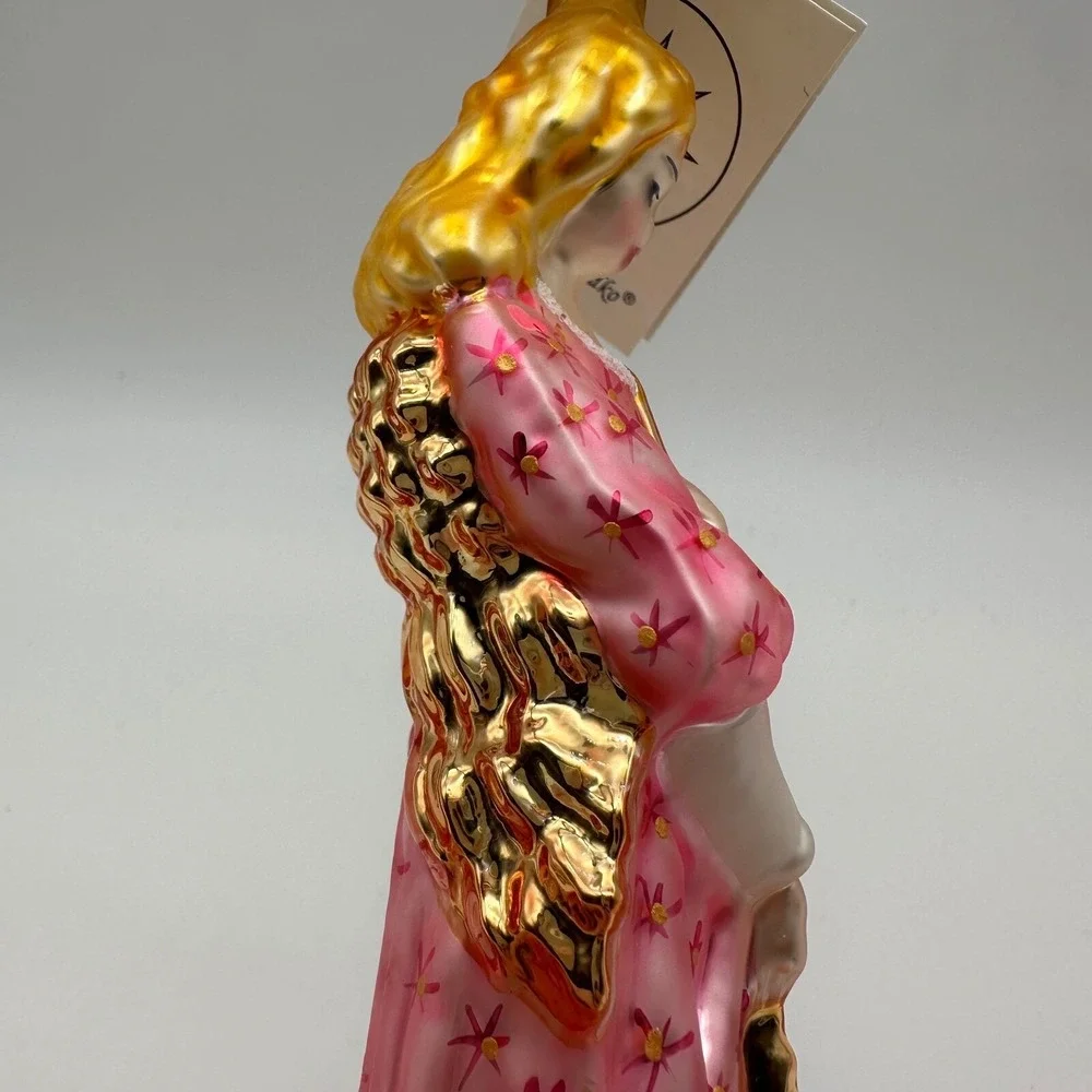 Christopher Radko HEAVENLY TRIUMPH 1996 Christmas Ornament, Angel, Horn, Pink‎